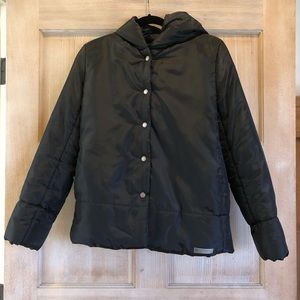 Guess Women’s Puffy Black Hooded Jacket - Sz. S